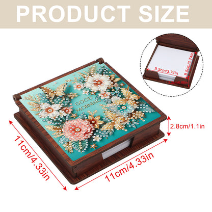 Wooden 5D Diamond Painting Kit Note Box with 160 Sheets Diamond Art Notepad Box