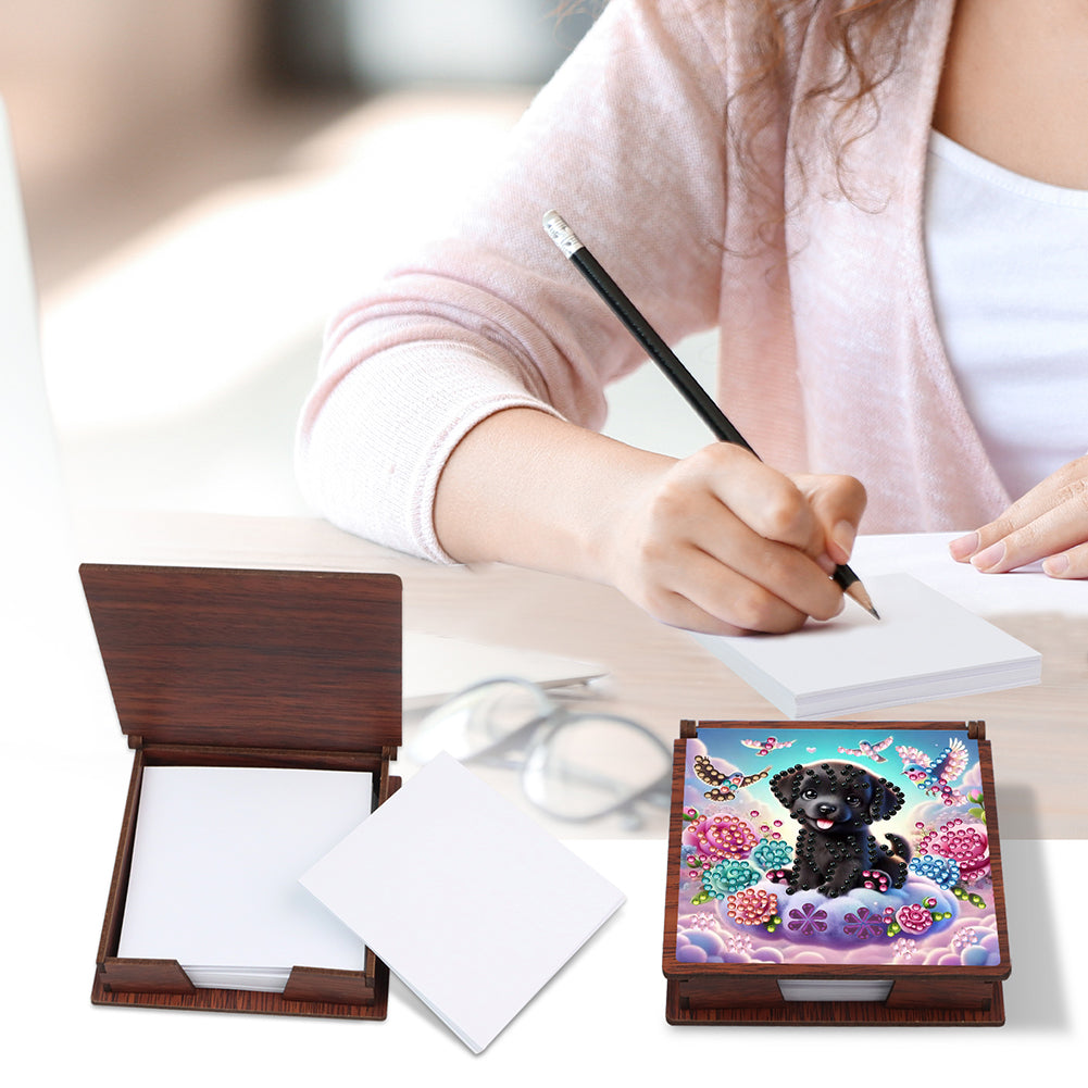 Wooden 5D Diamond Painting Kit Note Box with 160 Sheets Diamond Art Notepad Box