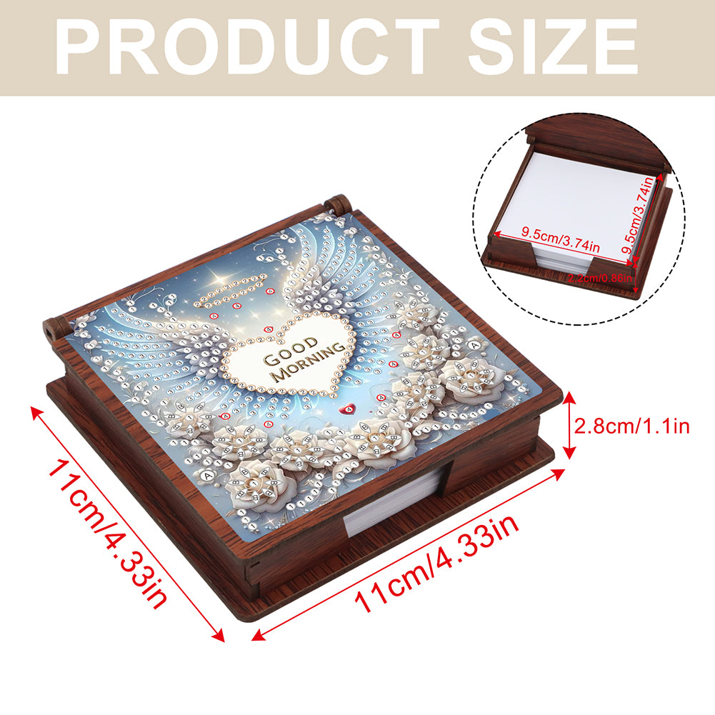 Wooden 5D Diamond Painting Kit Note Box with 160 Sheets Diamond Art Notepad Box