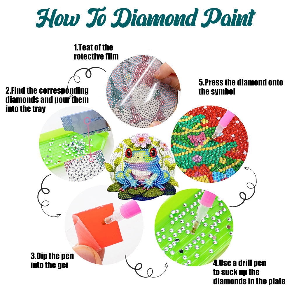 4 Pcs Wooden Diamond Painting Placemats with Holder Round Diamond Art Table Mats
