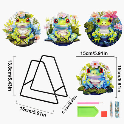 4 Pcs Wooden Diamond Painting Placemats with Holder Round Diamond Art Table Mats