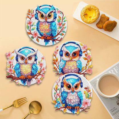 4 Pcs Wooden Diamond Painting Placemats with Holder Round Diamond Art Table Mats