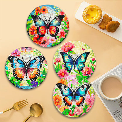 4 Pcs Wooden Diamond Painting Placemats with Holder Round Diamond Art Table Mats