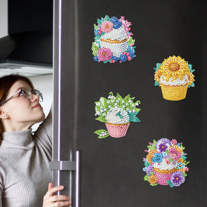 6 Pieces/set Animal Cake DIY Diamond Painting Magnets Refrigerator Fridge Magnet