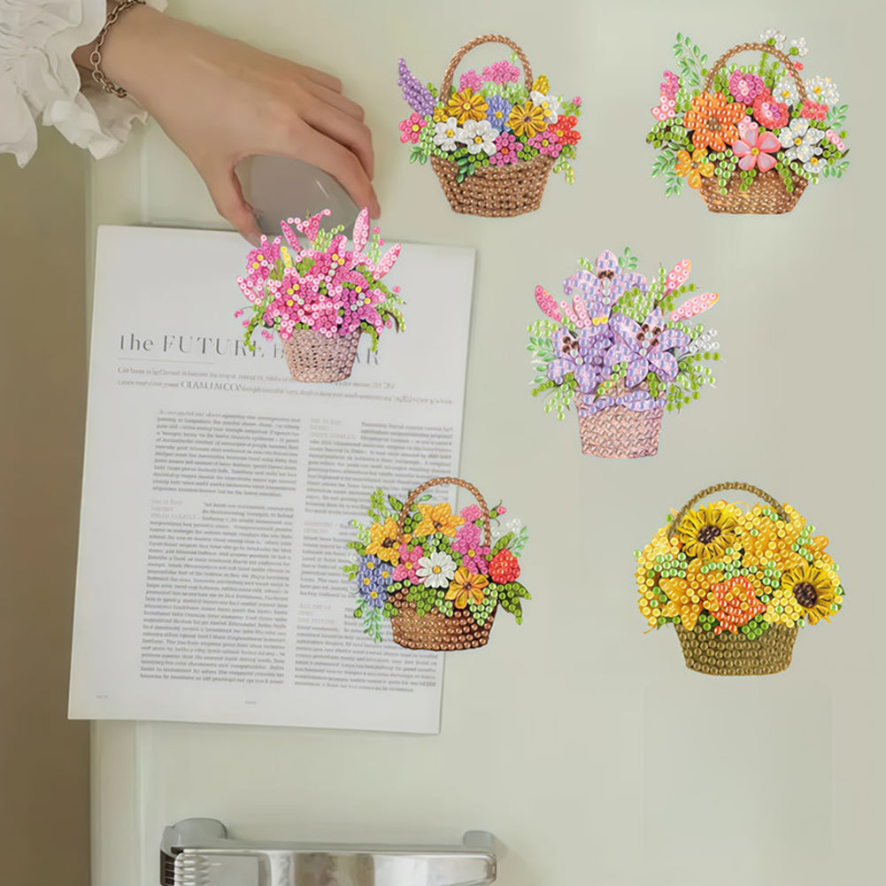 6pcs Flower Insect DIY Diamond Painting Magnet Refrigerator for Adults Beginners