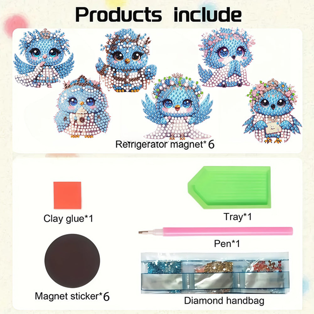 6pcs Flower Insect DIY Diamond Painting Magnet Refrigerator for Adults Beginners