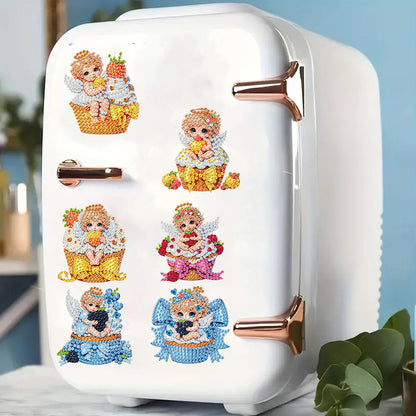 6pcs Flower Insect DIY Diamond Painting Magnet Refrigerator for Adults Beginners