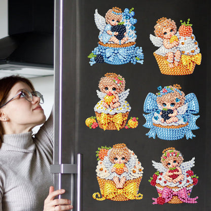6pcs Flower Insect DIY Diamond Painting Magnet Refrigerator for Adults Beginners