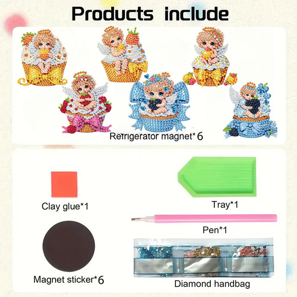 6pcs Flower Insect DIY Diamond Painting Magnet Refrigerator for Adults Beginners