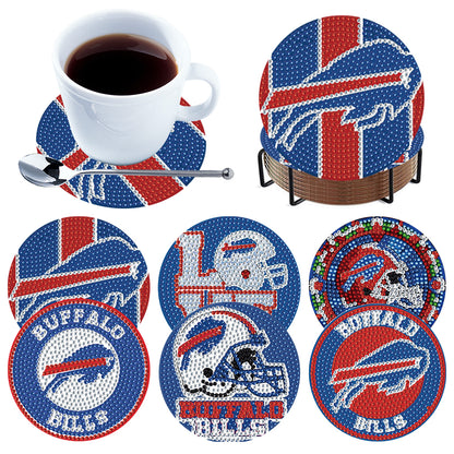 Rugby Team 6pcs DIY Diamond Painting Coasters W/ Holder for Beginner Adult Gift