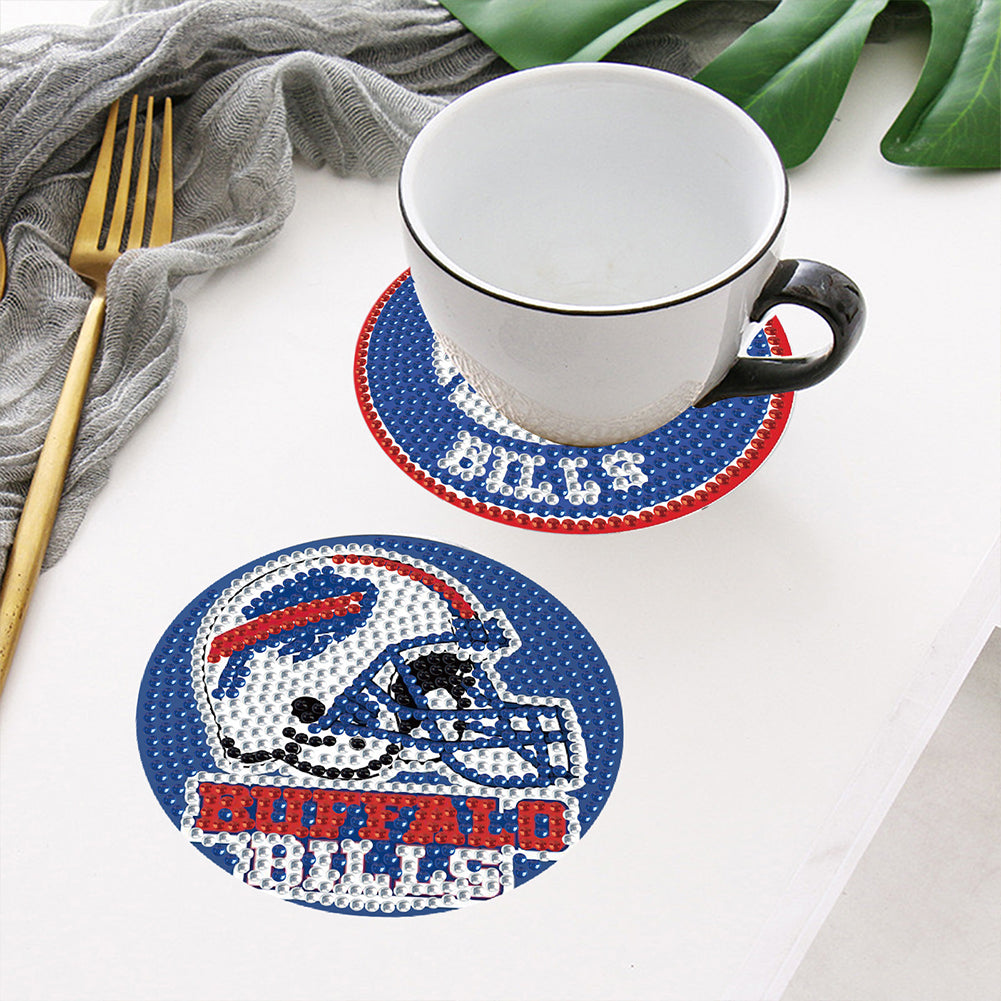 Rugby Team 6pcs DIY Diamond Painting Coasters W/ Holder for Beginner Adult Gift