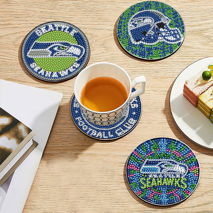 Rugby Team 6pcs DIY Diamond Painting Coasters W/ Holder for Beginner Adult Gift