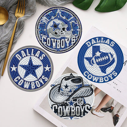Rugby Team 6pcs DIY Diamond Painting Coasters W/ Holder for Beginner Adult Gift