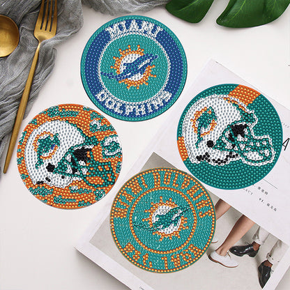 Rugby Team 6pcs DIY Diamond Painting Coasters W/ Holder for Beginner Adult Gift