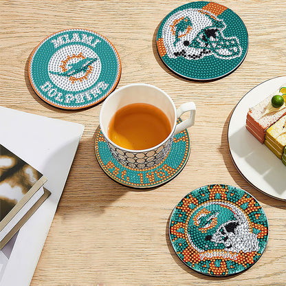 Rugby Team 6pcs DIY Diamond Painting Coasters W/ Holder for Beginner Adult Gift