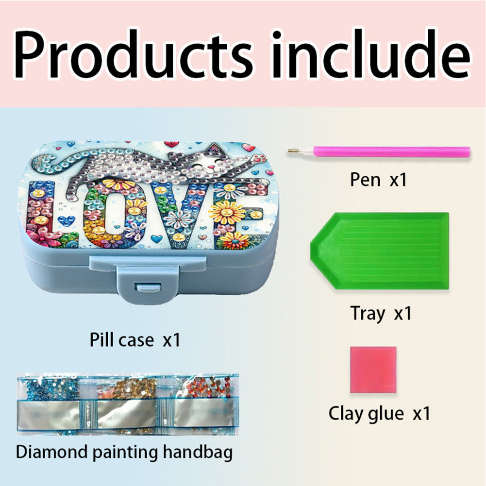 5D DIY Diamond Painting Dot Pill Case Diamond Art Pill Storage Box for Art Craft
