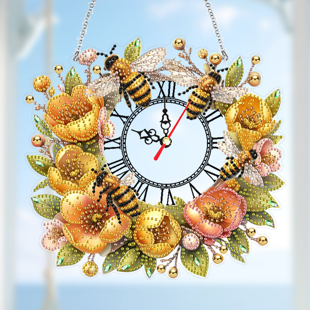 Acrylic Special Shape Daisy 5D Diamond Painting Clock Art Craft for Desktop Wall