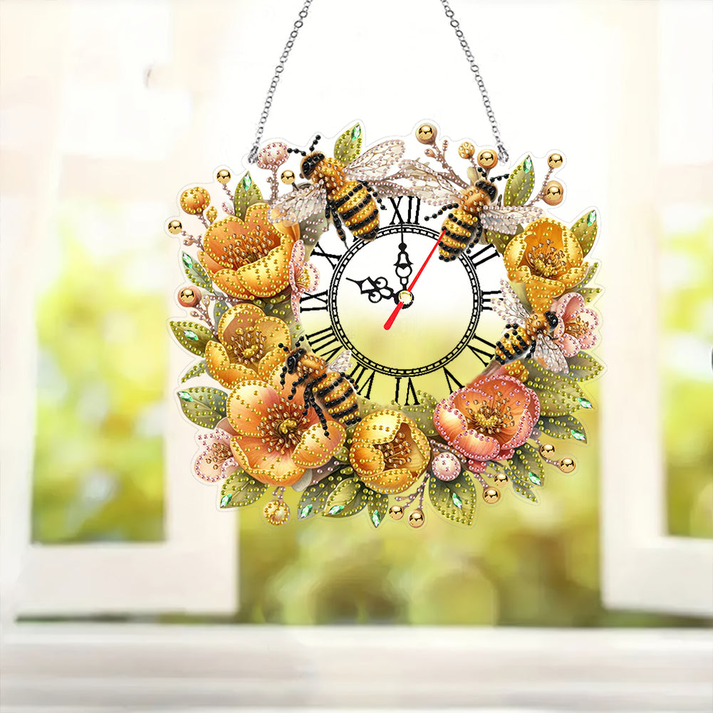 Acrylic Special Shape Daisy 5D Diamond Painting Clock Art Craft for Desktop Wall