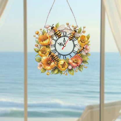 Acrylic Special Shape Daisy 5D Diamond Painting Clock Art Craft for Desktop Wall