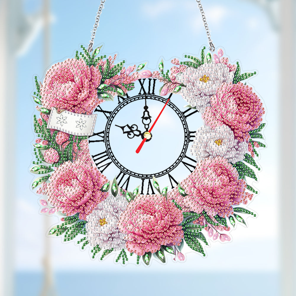 Acrylic Special Shape Daisy 5D Diamond Painting Clock Art Craft for Desktop Wall
