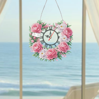 Acrylic Special Shape Daisy 5D Diamond Painting Clock Art Craft for Desktop Wall