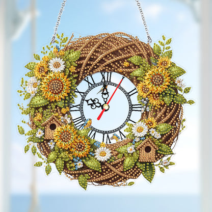 Acrylic Special Shape Daisy 5D Diamond Painting Clock Art Craft for Desktop Wall