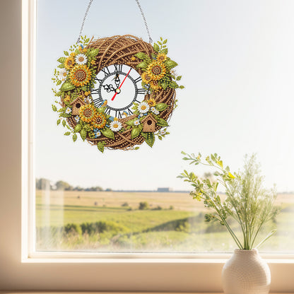 Acrylic Special Shape Daisy 5D Diamond Painting Clock Art Craft for Desktop Wall