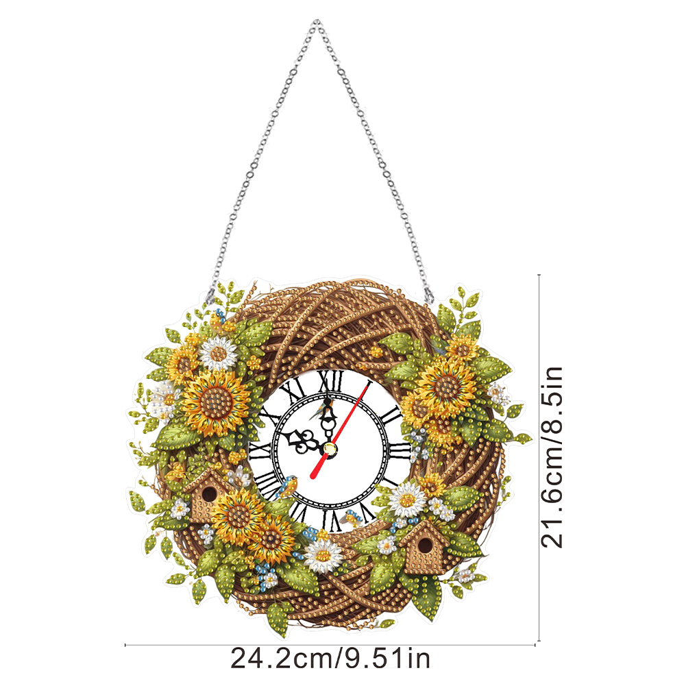 Acrylic Special Shape Daisy 5D Diamond Painting Clock Art Craft for Desktop Wall