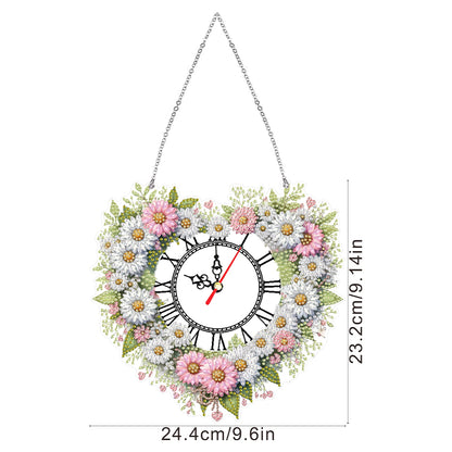 Acrylic Special Shape Daisy 5D Diamond Painting Clock Art Craft for Desktop Wall