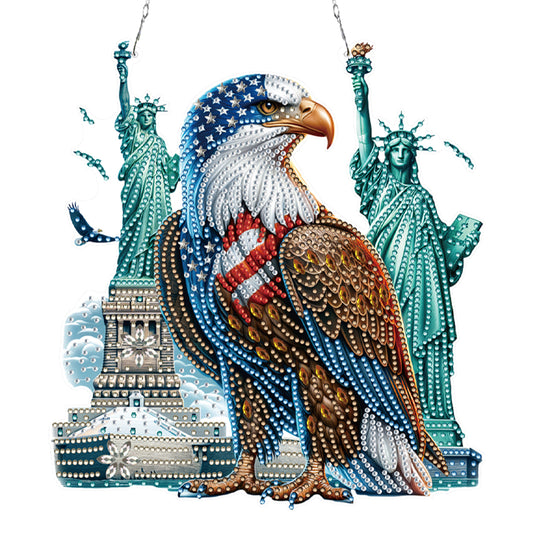 Independence Day Cottage Rhinestone Diamond Art Pendants for Garden Window Decor