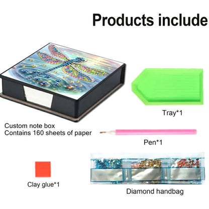 Leather Animals Diamond Art Note Box with 160 Sheets of Paper for DIY Art Craft