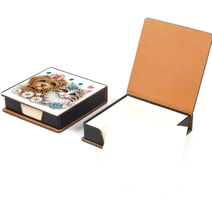 Leather Animals Diamond Art Note Box with 160 Sheets of Paper for DIY Art Craft