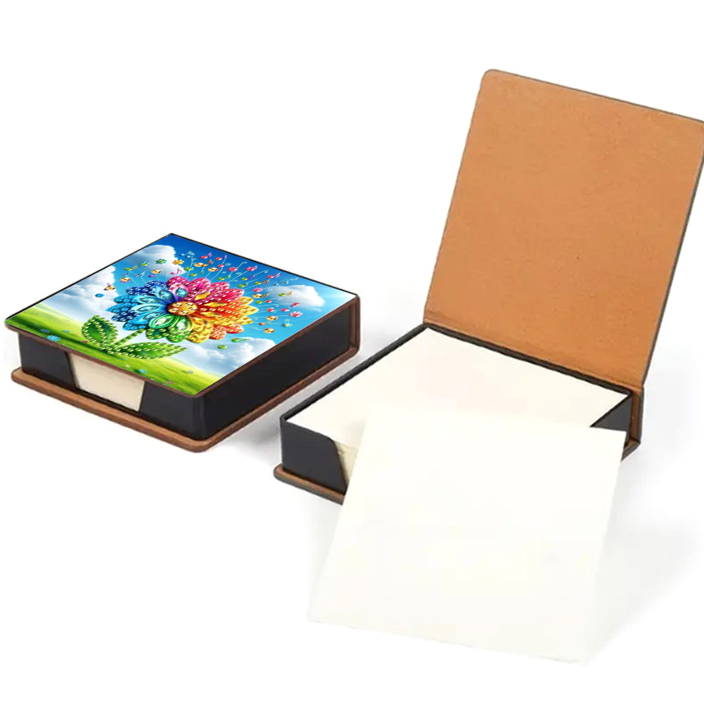 Leather Animals Diamond Art Note Box with 160 Sheets of Paper for DIY Art Craft