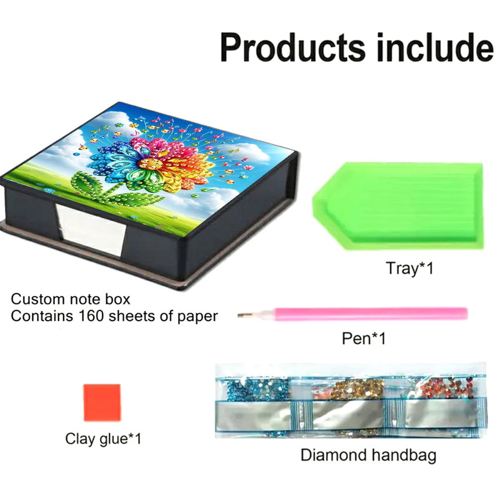 Leather Animals Diamond Art Note Box with 160 Sheets of Paper for DIY Art Craft