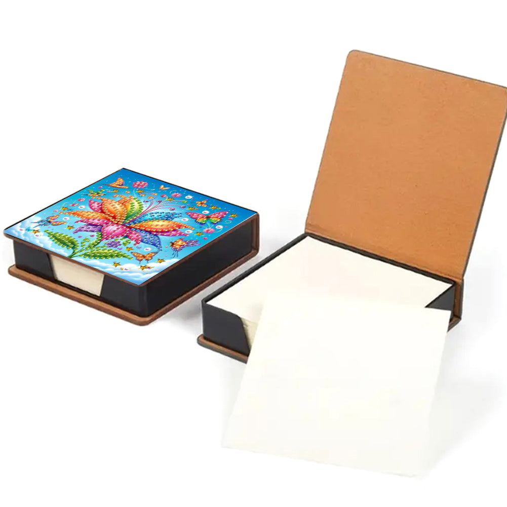 Leather Animals Diamond Art Note Box with 160 Sheets of Paper for DIY Art Craft