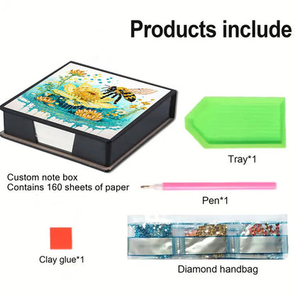 Cross Leather Diamond Art Note Box with 160 Sheets of Paper for Adults Beginners