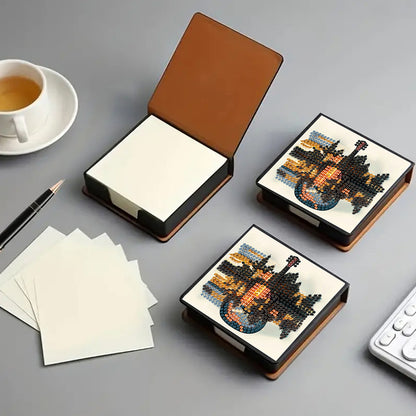 Cross Leather Diamond Art Note Box with 160 Sheets of Paper for Adults Beginners