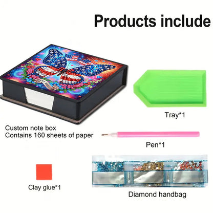 Cross Leather Diamond Art Note Box with 160 Sheets of Paper for Adults Beginners
