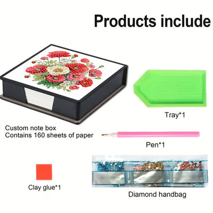 Cross Leather Diamond Art Note Box with 160 Sheets of Paper for Adults Beginners