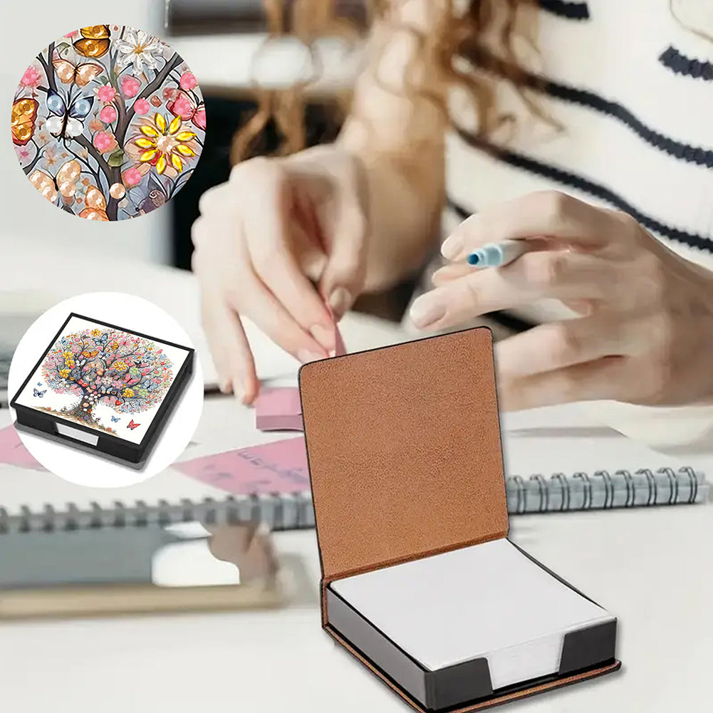 Cross Leather Diamond Art Note Box with 160 Sheets of Paper for Adults Beginners