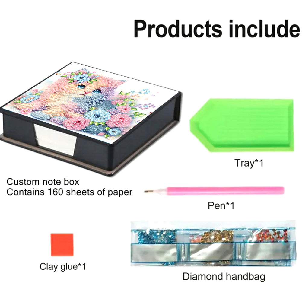 Cross Leather Diamond Art Note Box with 160 Sheets of Paper for Adults Beginners