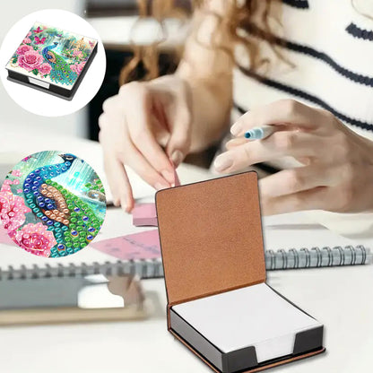 Cross Leather Diamond Art Note Box with 160 Sheets of Paper for Adults Beginners