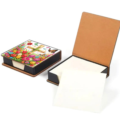 Cross Leather Diamond Art Note Box with 160 Sheets of Paper for Adults Beginners