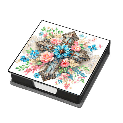 Cross Leather Diamond Art Note Box with 160 Sheets of Paper for Adults Beginners
