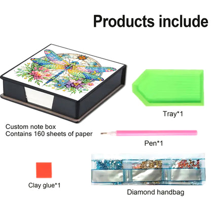 Cross Leather Diamond Art Note Box with 160 Sheets of Paper for Adults Beginners