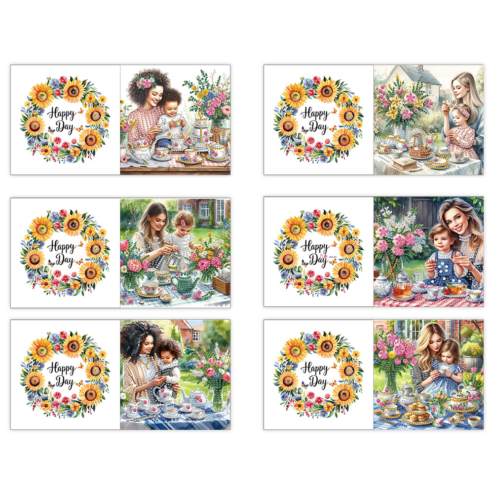 6pcs Diamond Painting Greeting Cards DIY Handmade Diamond Art Cards for Adults