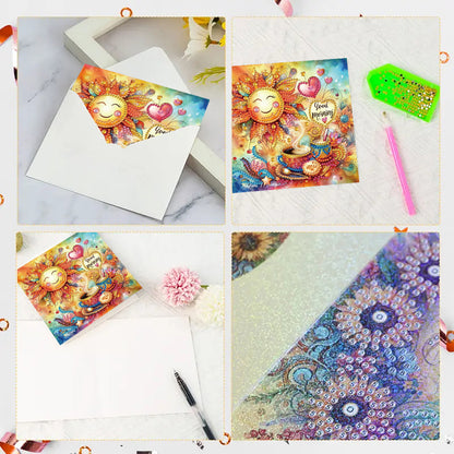 6pcs Diamond Painting Greeting Cards DIY Handmade Diamond Art Cards for Adults