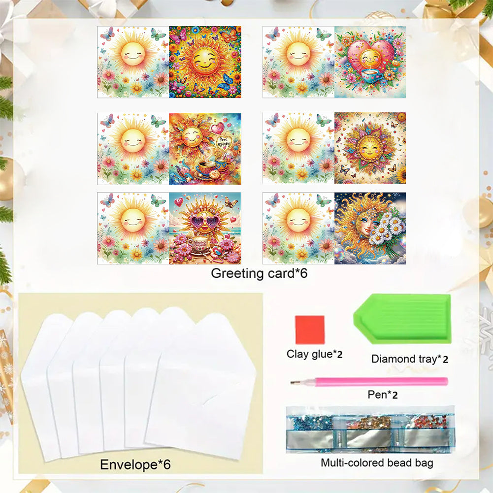 6pcs Diamond Painting Greeting Cards DIY Handmade Diamond Art Cards for Adults