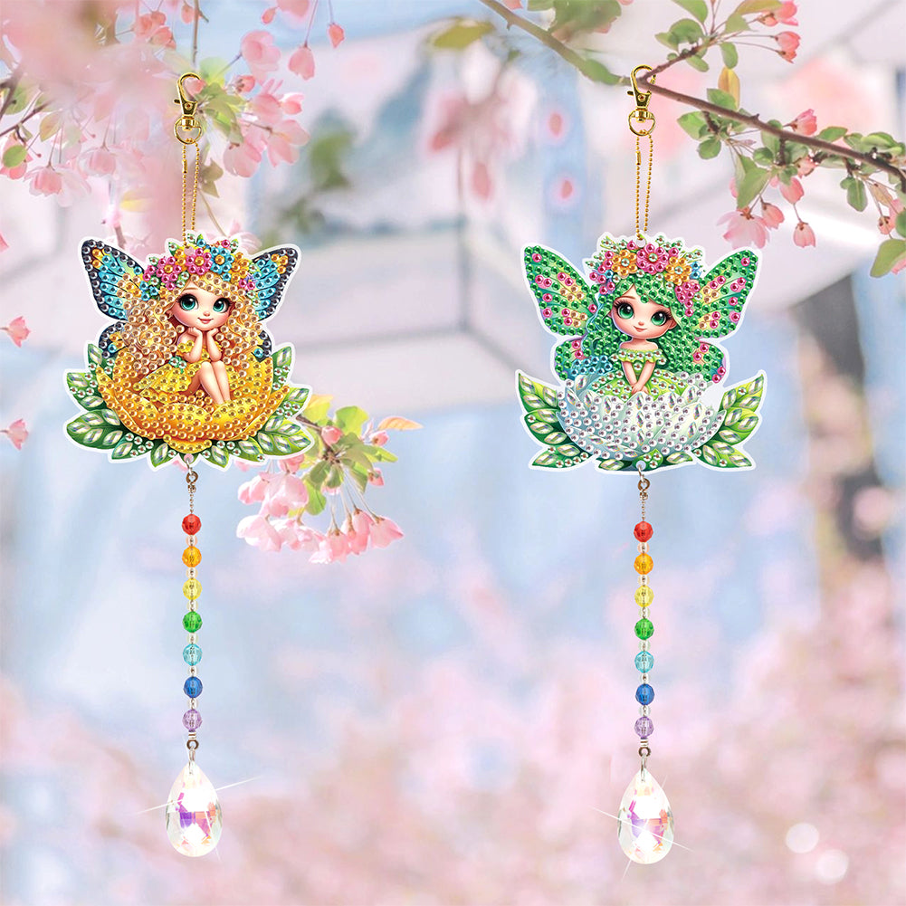 2Pcs 5D DIY Diamond Painting Sun Catcher Crystal Painting Ornaments for Adults