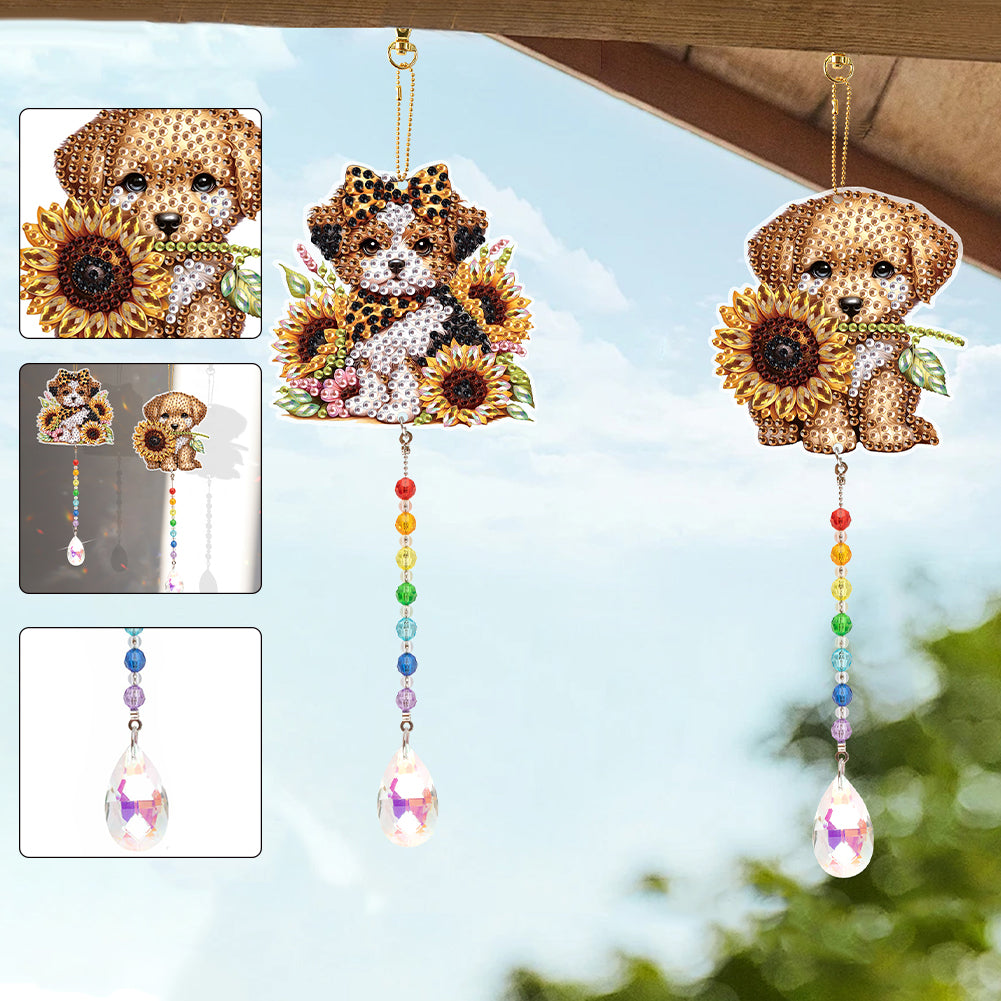 2Pcs 5D DIY Diamond Painting Sun Catcher Crystal Painting Ornaments for Adults